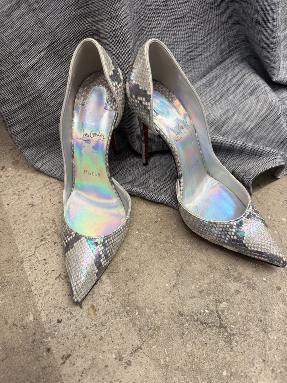 Christian Louboutin MultiColor Python Embossed leather Iriza 100m